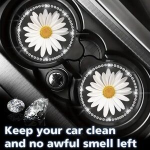 Daisy Car Coaster with Crystal Accents